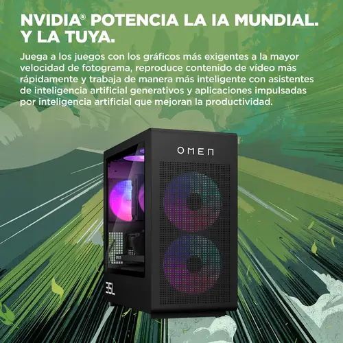 OMEN 35L Gaming Desktop GT16-0099ns PC Intel® Core i5 i5-14400F 32 GB DDR5-SDRAM NVIDIA GeForce RTX 5060 Ti Windows 11 Home Torre AI PC Negro - Imagen 6