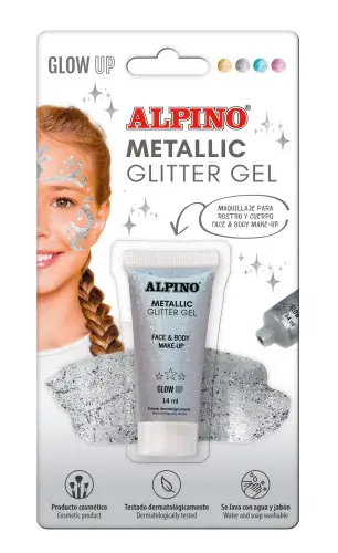 BLÍSTER MAQUILLAJE CON COLOR Y PURPURINA GLITTER PLATA ALPINO DL000601