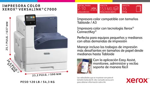 VersaLink C7000 A3 35/35 ppm Impresora Adobe PS3 PCL5e/6 2 bdjas Total 620 hojas - Imagen 26