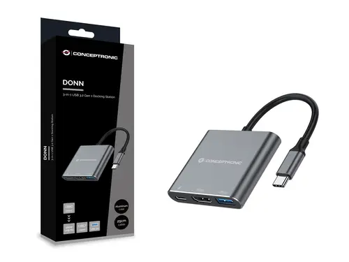 DONN18G base para portátil y replicador de puertos Alámbrico USB 3.2 Gen 1 (3.1 Gen 1) Type-C Gris - Imagen 5