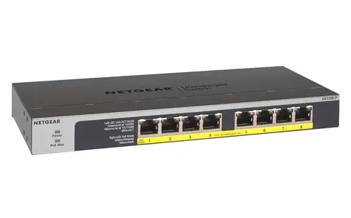 GS108LP No administrado Gigabit Ethernet (10/100/1000) Energía sobre Ethernet (PoE) 1U Negro, Gris - Imagen 2
