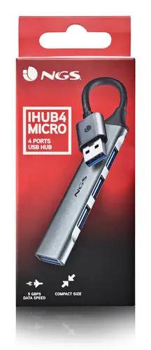 IHUB4 MICRO USB 3.2 Gen 1 (3.1 Gen 1) Type-A 5000 Mbit/s Plata - Imagen 3