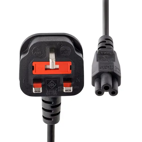 Cable de 1m de Alimentación para Portátiles, Enchufe BS1363 a C5, 2,5A 250V, 18AWG, Cable para Cargador, Cable Hoja de Trébol Mickey Mouse, Adaptador para Reino Unido, UL - Imagen 2