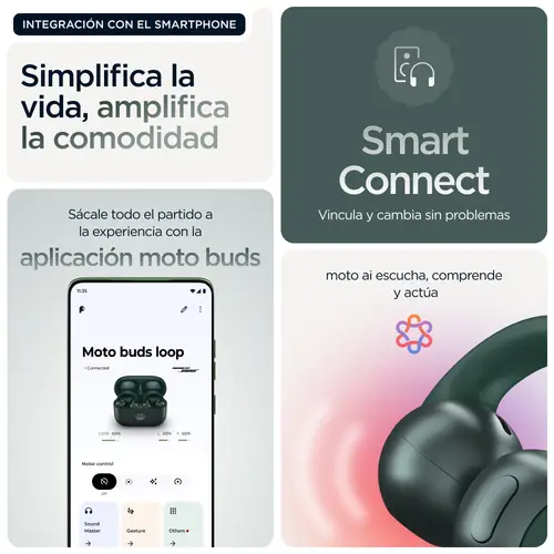 moto buds loop Auriculares Inalámbrico gancho de oreja Llamadas/Música/Deporte/Uso diario Bluetooth Verde - Imagen 13