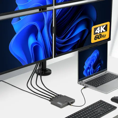 QUAD-USB-HDMI-ADAPT base para portátil y replicador de puertos Alámbrico USB 3.2 Gen 1 (3.1 Gen 1) Type-C Gris - Imagen 4