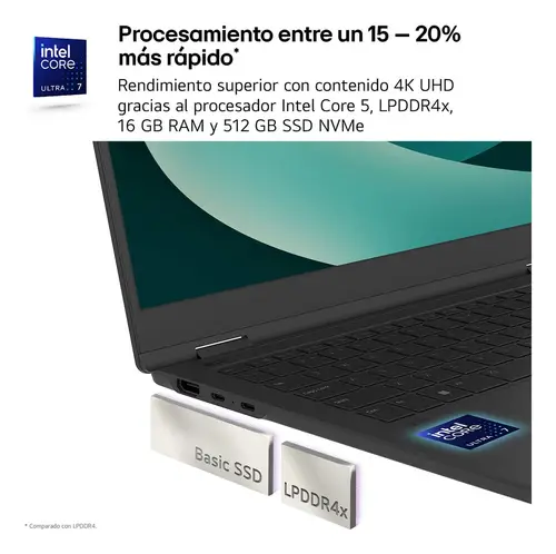 Gram Intel® Core i5 i5-1334U Portátil 35,6 cm (14") WUXGA 8 GB LPDDR4x-SDRAM 256 GB SSD Wi-Fi 6E (802.11ax) FreeDOS Negro QWERTY Español - Imagen 4