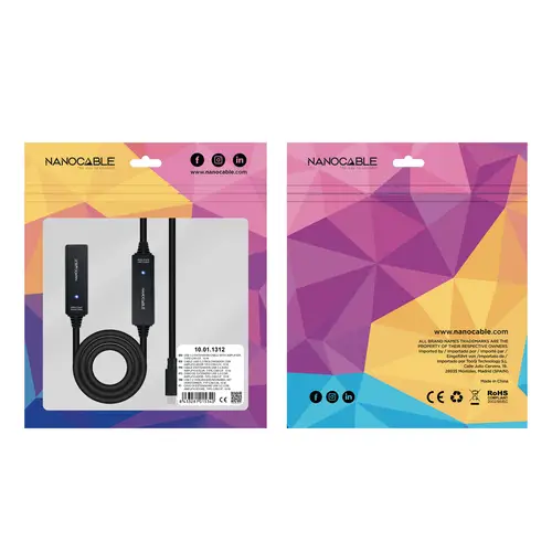 10.01.1312 cable USB USB 3.2 Gen 1 (3.1 Gen 1) 10 m USB C Negro - Imagen 5
