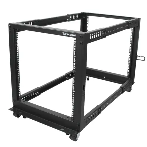 Rack 12U Móvil de Marco Abierto de 4 Columnas para Servidores - Rack de Cuatro Columnas de 19 Pulgadas para Equipo de Red e Informático - Ruedas o Patas Niveladoras - Imagen 1