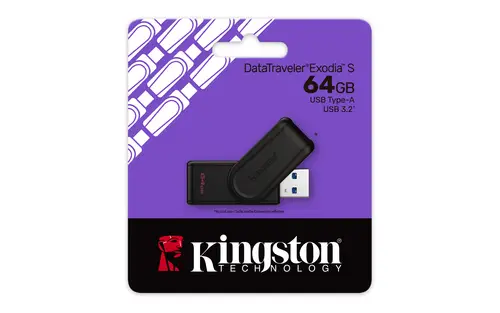 DataTraveler 64GB Portable USB 3.2 Gen 1 Exodia S (Black/Black) - Imagen 3