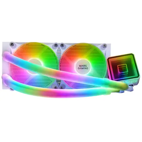 ML-ULTRA240 Blanco, Refrigeración Líquida CPU, TDP 500W, Espejo Infinito, 2 Ventiladores Silenciosos FDB ARGB, Tubos ARGB, Multisocket Universal - Imagen 2