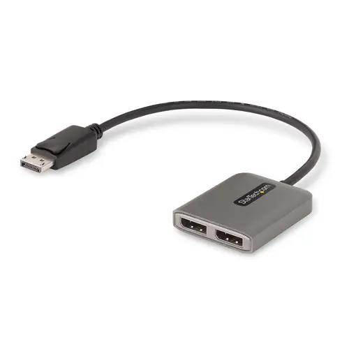 Hub MST de 2 Puertos DisplayPort 1.4 - Divisor Splitter DP para 2 Monitores - Adaptador DisplayPort a 2x DisplayPort de 5K 60Hz - Alimentado por USB - Windows Solamente - Imagen 1