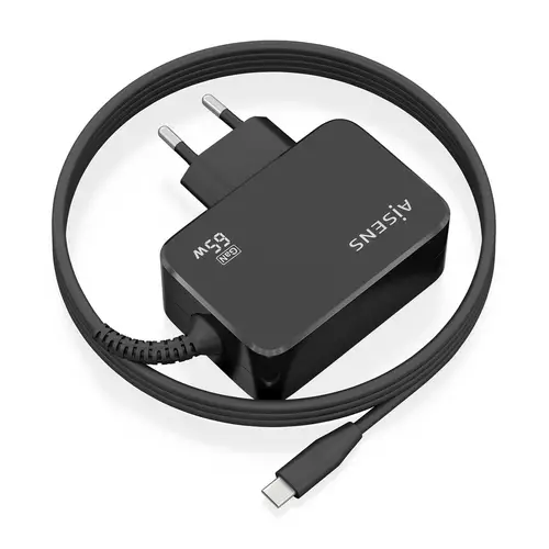 Cargador GaN 65W PD3.0 1xUSB-C 1.8m, Negro - Imagen 2