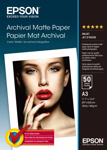 Archival Matte Paper, DIN A3, 189 g/m², 50 hojas - Imagen 1