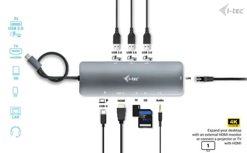 Metal USB-C Nano Docking Station 4K HDMI LAN + Power Delivery 100 W - Imagen 8