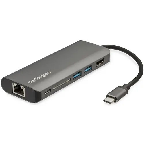 Adaptador Multipuertos USB-C - Docking Station Portátil USB Tipo C a HDMI de 4K - Hub Ladrón USB 3.0 de 2 Puertos - Lector de Tarjetas SD/SDHC - GbE - PD 3.0 de 60W Pass-Through - Mini Dock de Viajes USBC - Thunderbolt 3/USB-C - Imagen 1