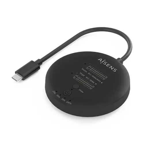 AISENS Estacion De Docking De Doble Bahia NVME a USB 3 2 Gen2x2  Clone  Negro - Imagen 2