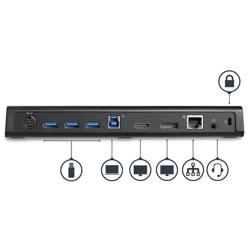 Docking Station USB 3.0 para 2 Monitores HDMI y DisplayPort 4K - USB 3.0 a 4x USB-A, Ethernet, HDMI y DP - Replicador de Puertos Universal para Ordenador Portátil Mac/Win - Imagen 4