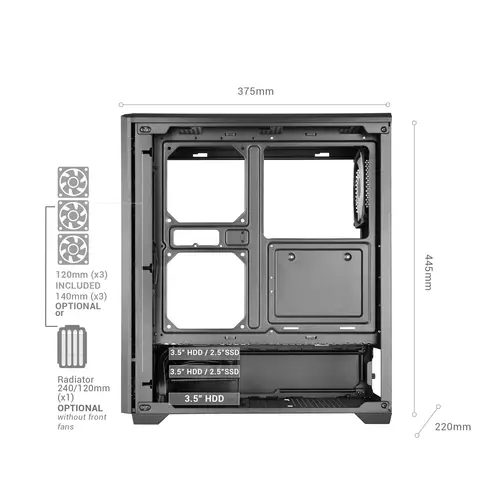 MCQUANTUM carcasa de ordenador Midi Tower Negro - Imagen 10