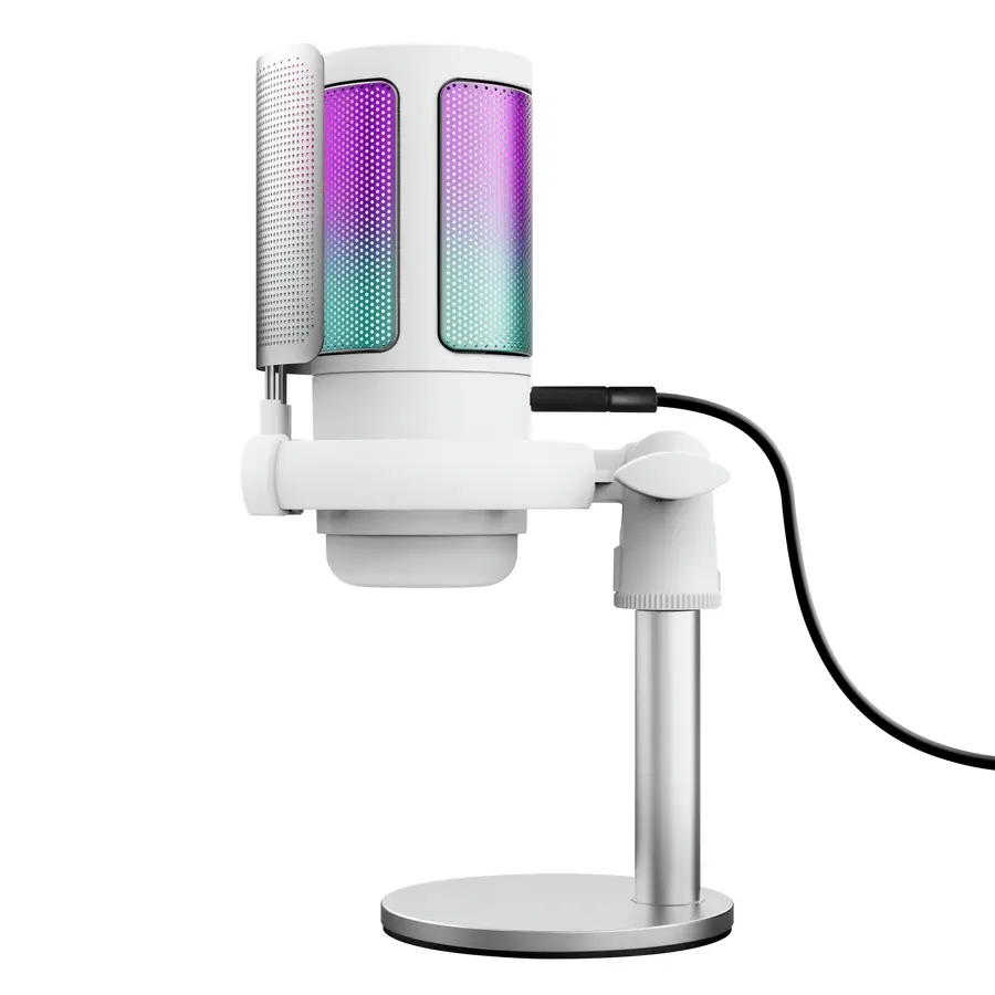 GXT 238W Auron Gris, Blanco Micrófono para crear podcasts