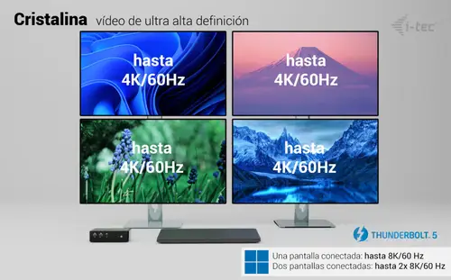 Thunderbolt5 Quattro Display Docking Station, 5x USB, 2.5 GLAN + Power Delivery 140W - Imagen 7