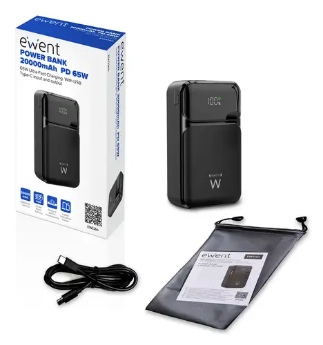 Power Bank de 65W y 20,000 mAh  Batería Externa de Carga Rápida con Entrada y Salida USB-C - Imagen 3