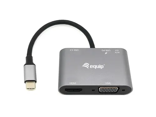 Adaptador multifunción USB-C 5 en 1, HDMI, VGA (HD15), PD 100W, USB3.0, AUX - Imagen 1