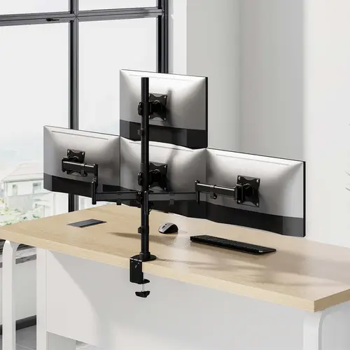Soporte de Mesa Eco Giratorio e Inclinable para 4 Monitores 8kg (4 Pivotes, 2 Brazos) de 13"-27", Negro - Imagen 5