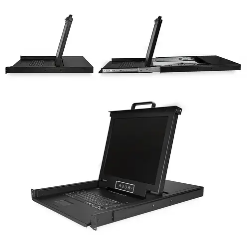 Consola KVM de 8 Puertos para Montaje en Rack con Cables de 1,8m - Teclado QWERTY - Conmutador KVM integrado con Monitor LCD de 17" - Switch KVM LCD 1U - KVM OSD - 50000 MTBF - Imagen 2