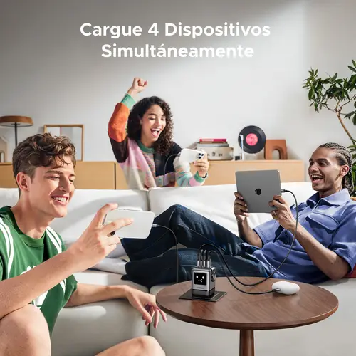 45515B cargador de dispositivo móvil Ordenador portátil, Teléfono móvil, Portátil, Batería portátil, Teléfono Gris Corriente alterna Carga rápida Interior - Imagen 4