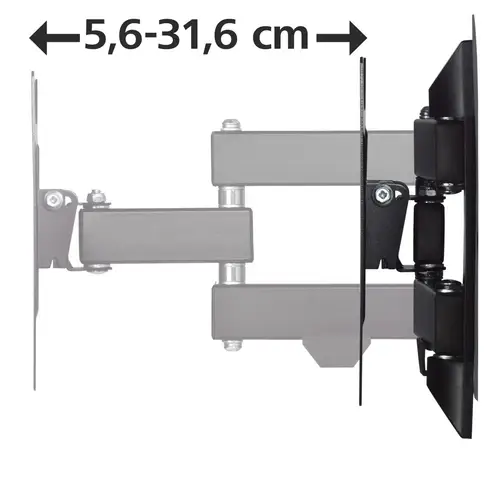 Soporte de Pared para televisores de 19 a 48", 2 brazos, Giratorio 180°, inclinable +5°/-12°, para televisores de hasta 20kg, VESA 200 x 200, Extensible, Color Negro - Imagen 4