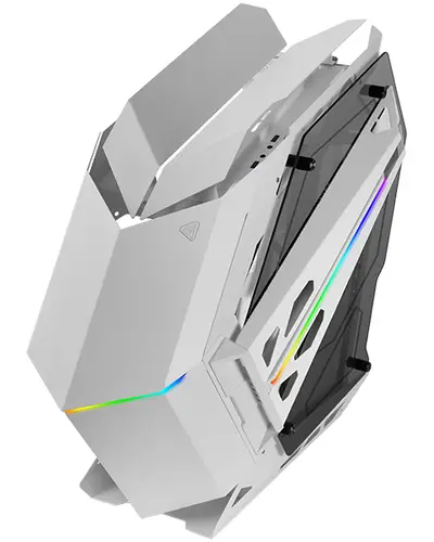 MC-TITAN, Caja Gaming RGB XXL ATX, Doble Tira LED e Iluminación Frontal ARGB, Hub Iluminación + Mando a Distancia, Compatible con Placas Base ARGB, Soporte Refrigeración Líquida, Blanco - Imagen 1