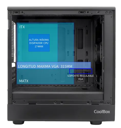 GAMING CAJA MATX GM350 DARKFACE USB-C 3.2 GEN1 CRISTAL AHUMADO - Imagen 10