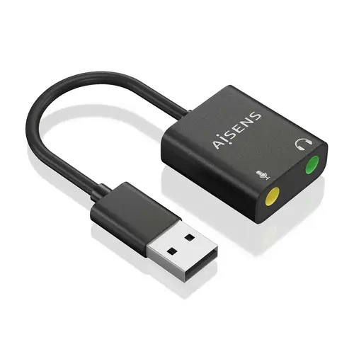 Conversor USB-A a Audio 48KHz, USB-A/M-2xJack 3.5/H, Negro, 10 cm - Imagen 2
