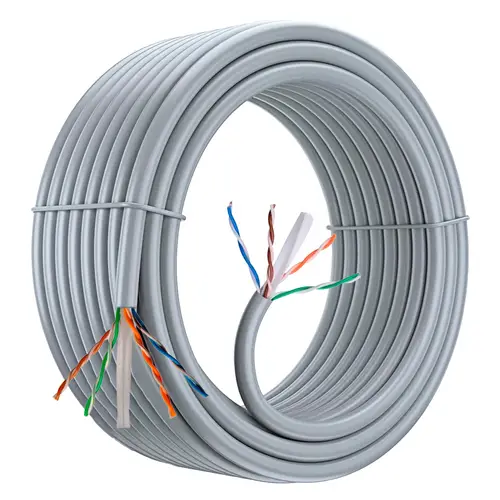 Bobina Cable de Red 100 m, UTP CAT6, Polietileno de Alta Densidad (Solid HDPE) y LSZH  Cuatro Cables Trenzados y separador  Diámetro Conductor de 0.56 mm OFC (Oxygen Free Copper) 99.97% - Imagen 1