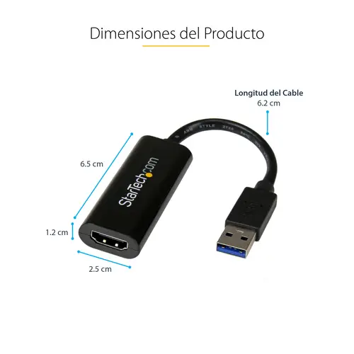 Adaptador USB 3.0 a HDMI - 1080p (1920x1200) - Adaptador Conversor Compacto de USB-A a HDMI para Monitor - Adaptador Gráfico Externo de Vídeo - Negro - para Windows Solamente - Imagen 8