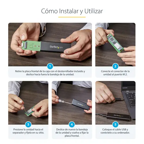 Caja USB 3.0 (5Gbps) a SSD M.2 de Aluminio con UASP - Negro - SATA NGFF M.2 con B Key y B+M Key - Caja Portátil Externa M.2 - No es Compatible con NVMe / AHCI - Imagen 12