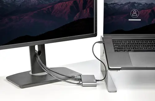 Mini Dock Thunderbolt 3 - Docking Station Portátil para 2 Monitores con HDMI 4K de 60Hz, 2x Hub USB-A (3.0/2.0), GbE - Cable de 28cm - Adaptador Multipuerto TB3 - Mac/Windows - Imagen 5