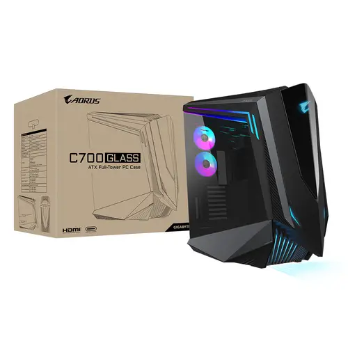 AORUS C700 GLASS Caja de PC  Torre completa, compatible con hasta E-ATX y radiadores de 420 mm, 5 ventiladores de 120 mm preinstalados, USB 3.1 Tipo-C, RGB Fusion - Imagen 10