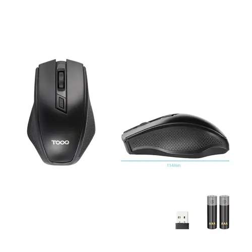 Ratón inalámbrico, 1600 DPI, 4 botones, Negro - Imagen 3