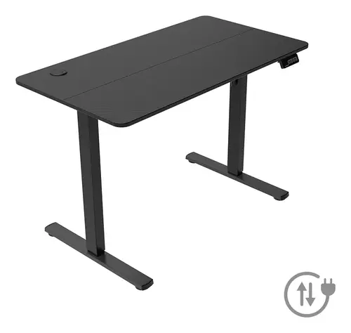 MGD-ERGOPRO, Mesa Ajuste Altura Eléctrico 73-118cm, Superficie Ergonómica Fibra Carbono, Estructura Metálica, Soporte Auriculares y Gestión Cableado, Escritorio Regulable 110x60cm, Negro - Imagen 2