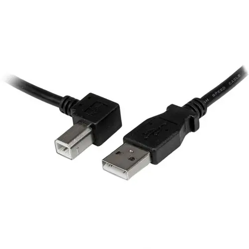 Cable Adaptador USB 1m para Impresora Acodado - 1x USB A Macho - 1x USB B Macho en Ángulo Izquierdo - Imagen 1