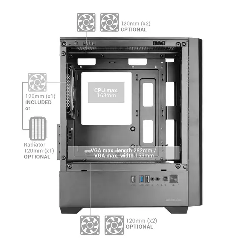 MCVECTOR carcasa de ordenador Mini Tower Negro - Imagen 8