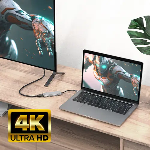 Adaptador multipuerto USB-C 4K para 2 monitores HDMI, puerto de datos USB-A - Imagen 7