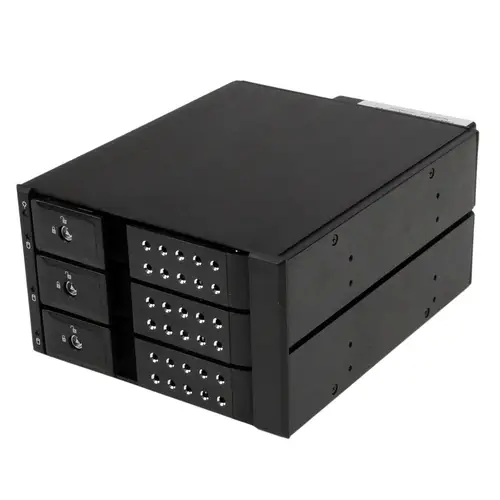 Rack Móvil Backplane de 3 Bahías para Unidades de 3,5 SAS II/SATA III Hot Swap - 6 Gbps - Rack Móvil de Aluminio con Intercambio en Caliente - Imagen 1