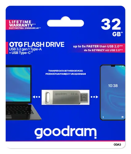 ODA3 unidad flash USB 32 GB USB Type-A / USB Type-C 3.2 Gen 1 (3.1 Gen 1) Plata - Imagen 6