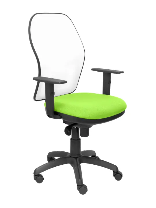 Silla Jorquera malla blanca asiento bali verde pistacho