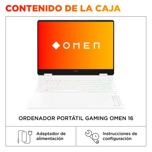 OMEN Gaming 16-am0046ns Intel® Core i9 i9-14900HX Portátil 40,6 cm (16") 2K 32 GB DDR5-SDRAM 1 TB SSD NVIDIA GeForce RTX 5060 Wi-Fi 6 (802.11ax) FreeDOS Blanco - Imagen 5