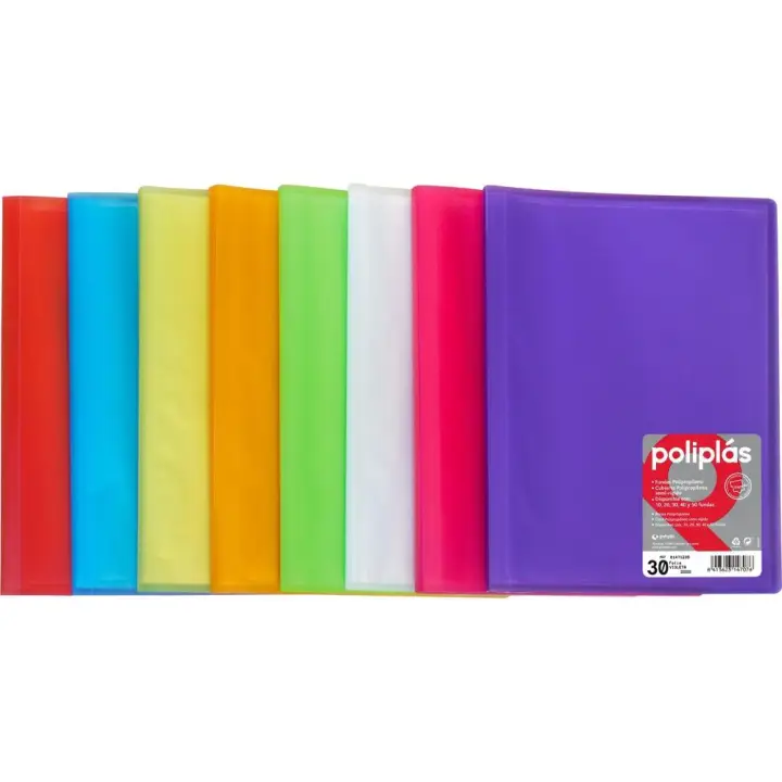 GRAFOPLÁS CARPETA POLIPLÁS DE POLIPROPILENO TRANSLÚCIDO CON 10 FUNDAS SOLDADAS FOLIO FUCSIA