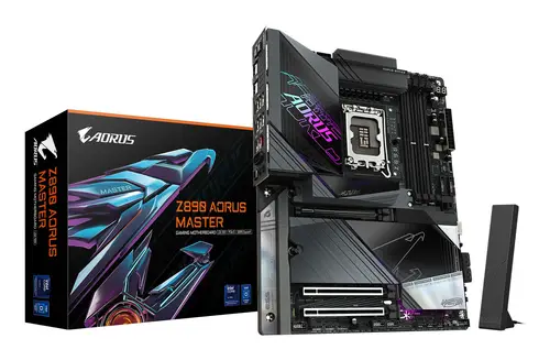 Placa base Z890 AORUS MASTER - Compatible con CPUs Intel Core Ultra (Serie 2), VRM de 18+1+2 fases, hasta 9500MHz DDR5 (OC), 2xPCIe 5.0 + 3xPCIe 4.0, Wi-Fi 7, LAN 10GbE, Thunderbolt 4 - Imagen 1