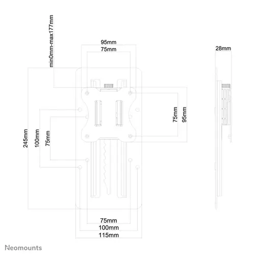 FPMA-LIFT100BLACK Adaptador VESA altura ajustable - universal - Imagen 4